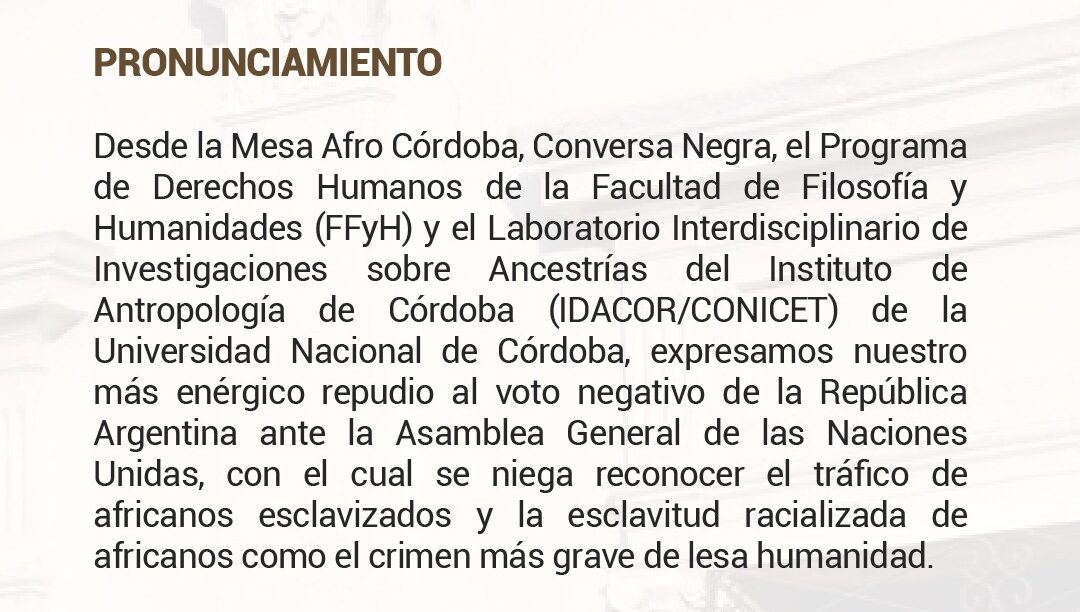 Pronunciamiento sobre el voto negativo de la República Argentina ante ...