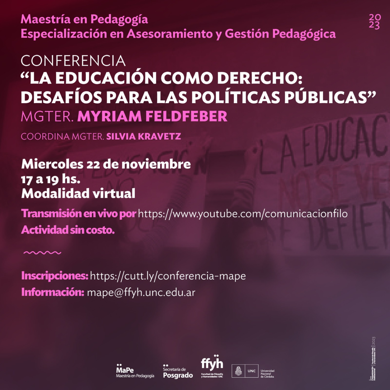 Conferencia: “La educación como derecho: desafíos para las políticas públicas”