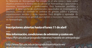 afiche promocional de Inscripciones abiertas para la Especialización en Antropología Social y la Maestría en Antropología