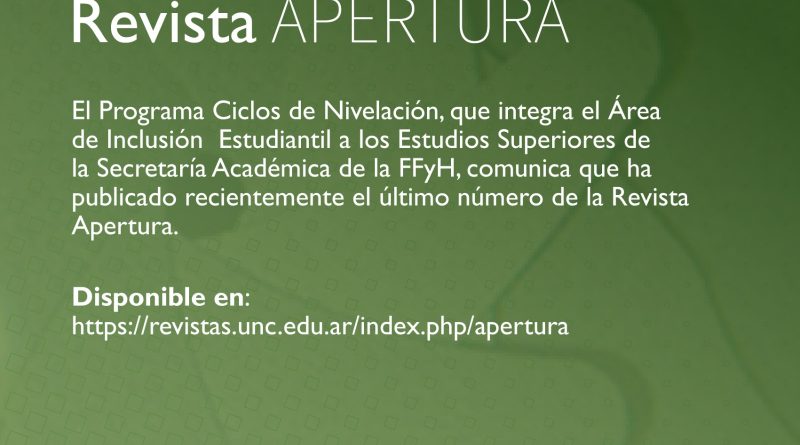 Nuevo número de la revista Apertura