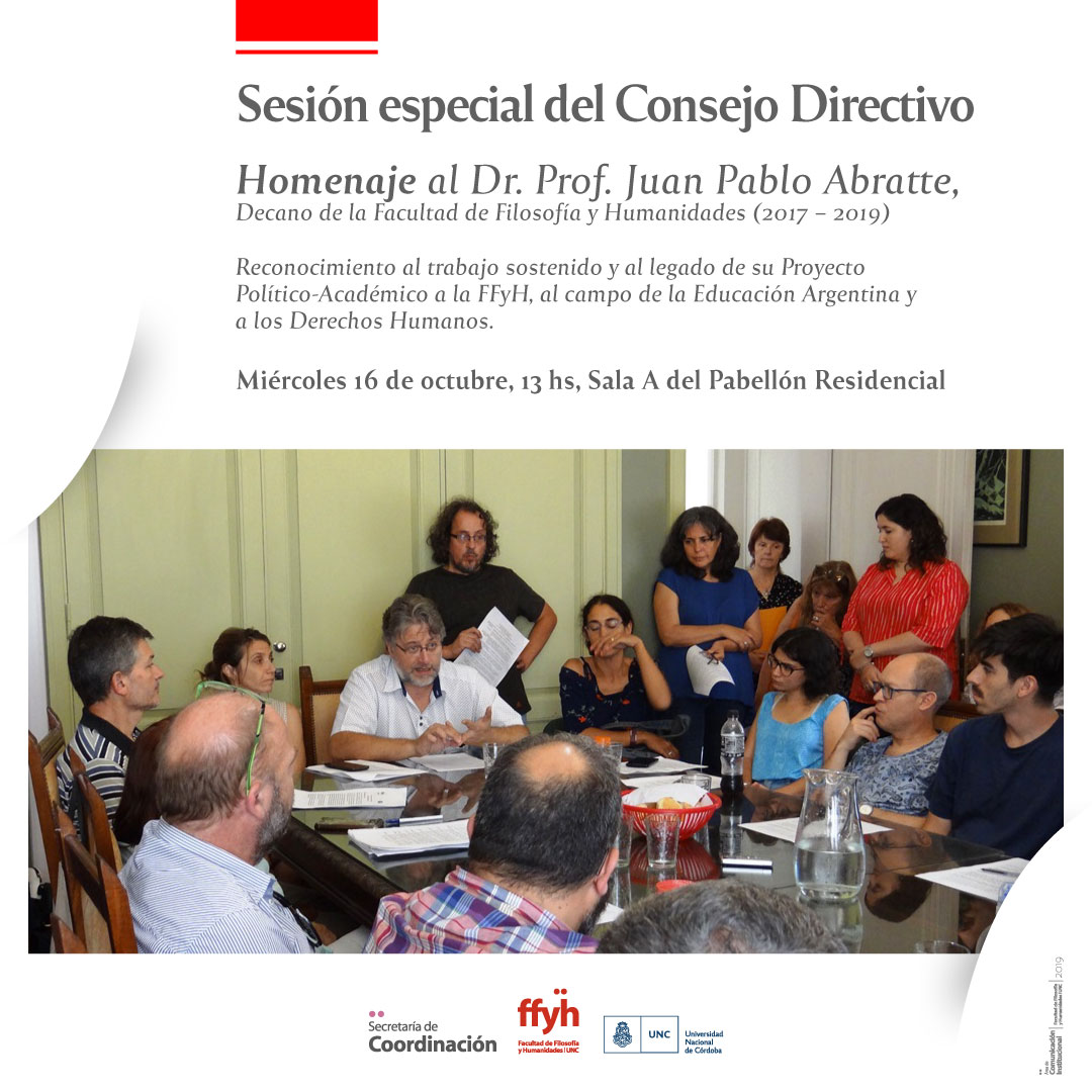 Sesión especial del Consejo Directivo en homenaje a Juan Pablo Abratte