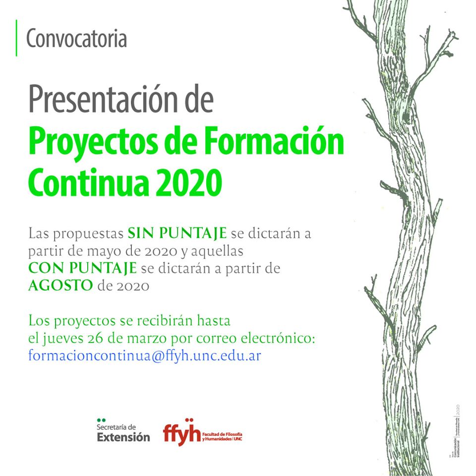 Convocatoria para la presentación de Proyectos de Formación Continua 2020