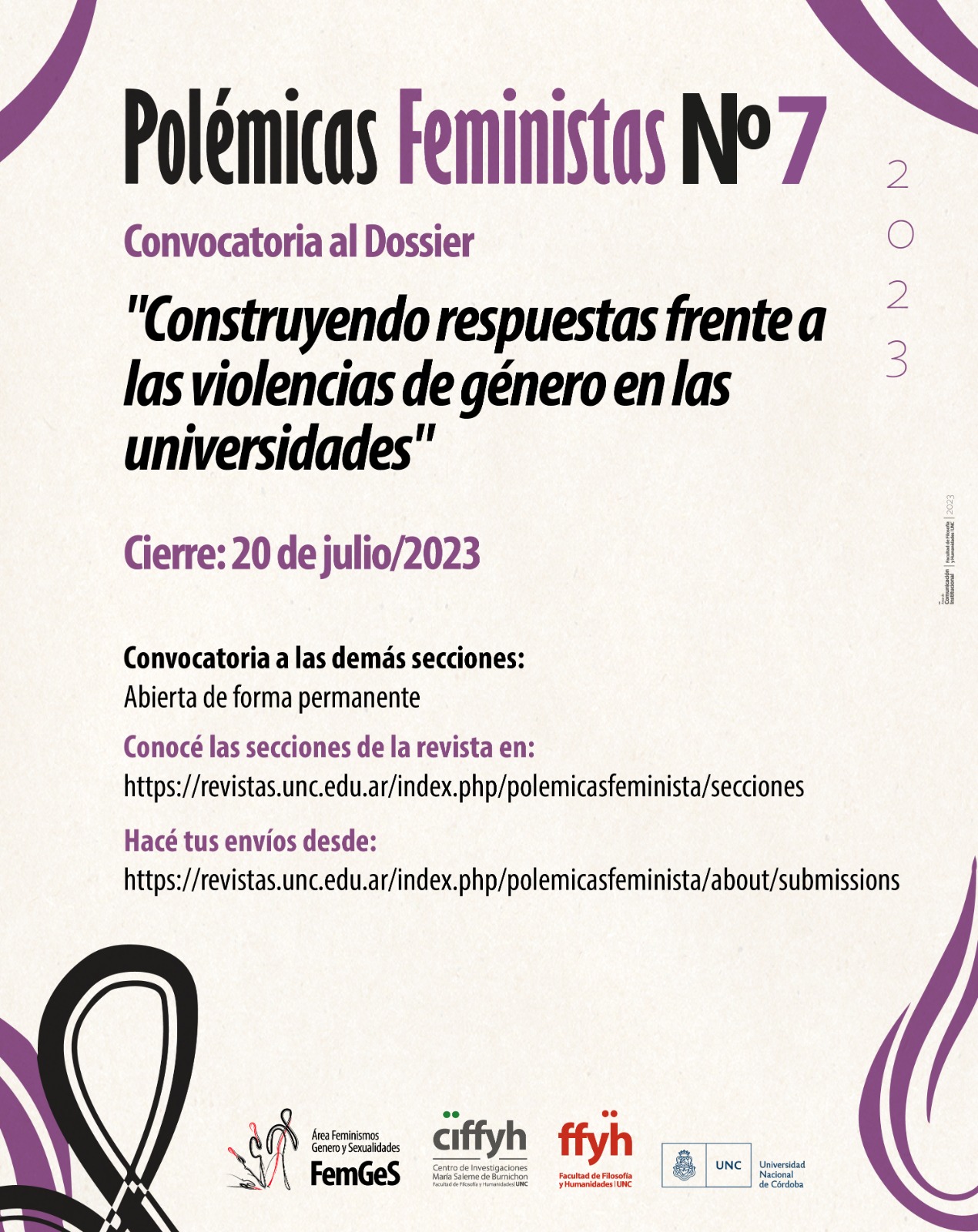 Convocatoria de la revista Polémicas Feministas