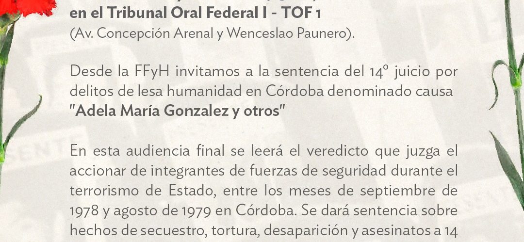 Sentencia del 14° Juicio por delitos de lesa humanidad en Córdoba