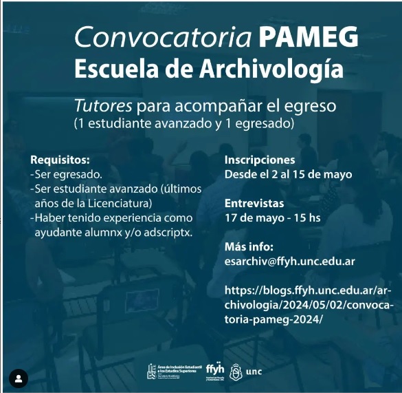 PAMEG – Convocatoria a tutores/as de la Licenciatura en Archivología.