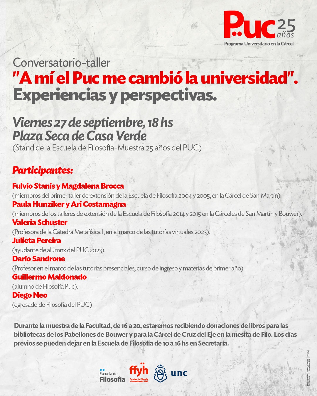 Conversatorio-taller «A mí el Puc me cambió la universidad». Experiencias y perspectivas