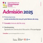 Apertura de preinscripciones | Especialización en Psicopedagogía Escolar | Cohorte 2025