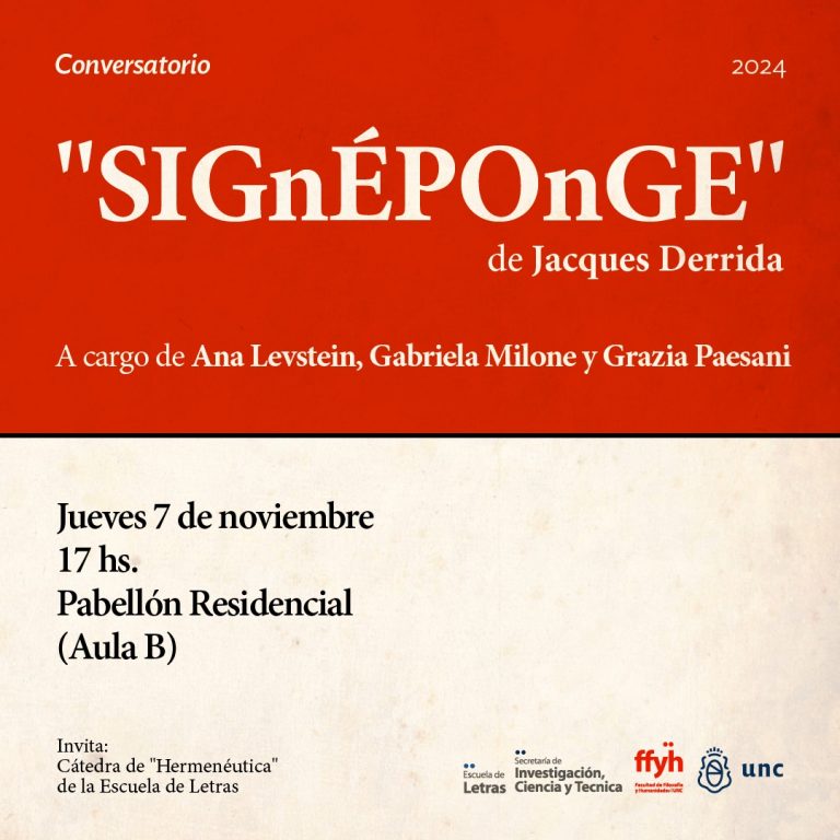 Conversatorio «SIGnÉPOnGE» de Jacques Derrida