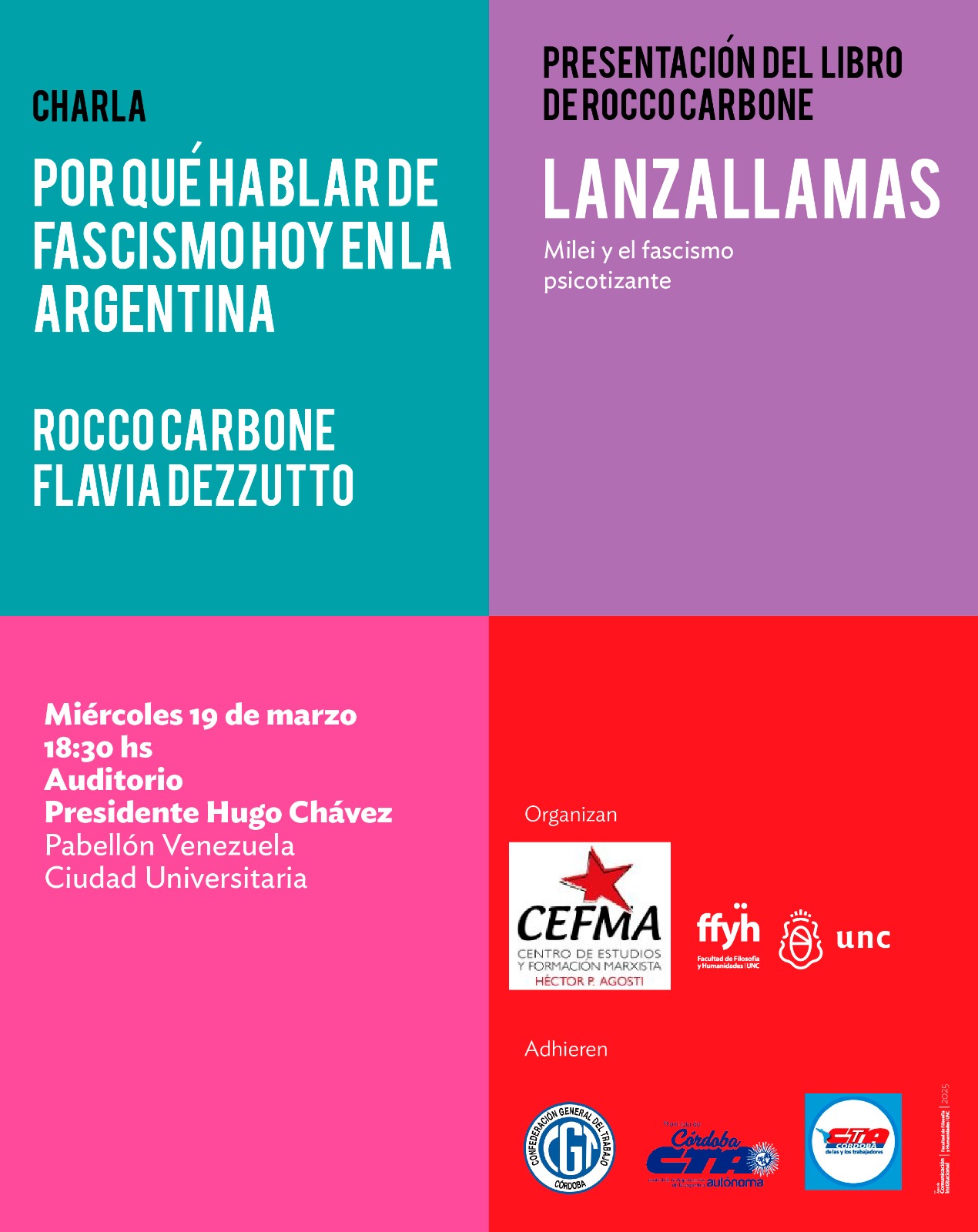 Charla “Por qué hablar de fascismo hoy en la Argentina” y presentación del libro “Lanzallamas. Milei y el fascismo psicotizante”